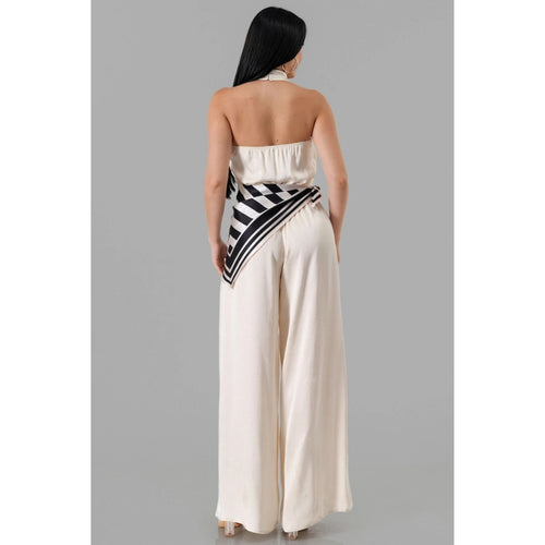 Satin Scarf Detail Jumpsuit