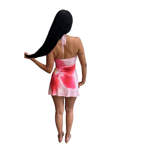 Floral Halter Mini Dress - Storah Fashionwear