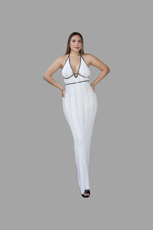Halter neck backless knit dress - Storah Fashionwear