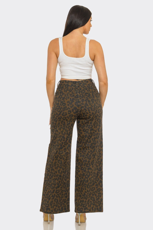 Leopard Print Wide Leg Jean - Storah Fashionwear