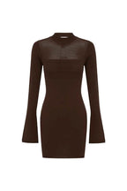 Luxe Knit Chocolate Mini Dress - Storah Fashionwear