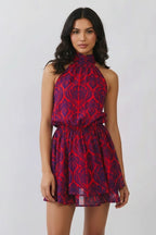 Printed Open Back Halter Neck Dress - Storah Fashionwear