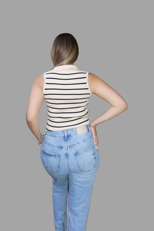 Ribbed V- Neck Tank Top