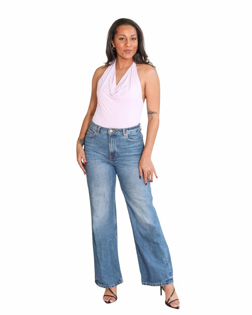 Cowl Neck Bodysuit in Pink - Storah Fashionwear