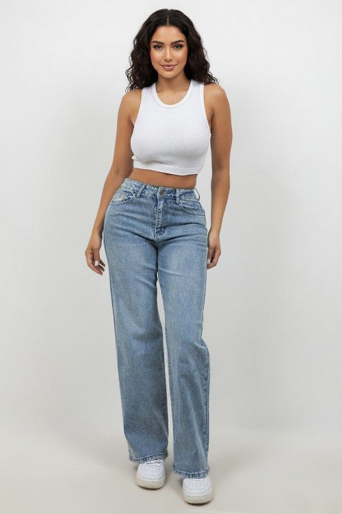 Denim Wide Leg Jeans - Storah Fashionwear