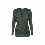 Draped Plunge Open-back Romper - Storah Fashionwear