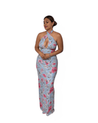 FLORAL HALTER MAXI DRESS - Storah Fashionwear