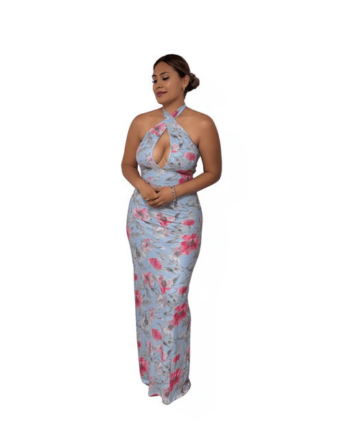 FLORAL HALTER MAXI DRESS - Storah Fashionwear