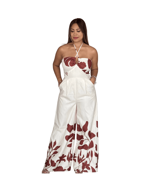 Floral Wide Pant Jumpsuit - Storah Fashionwear