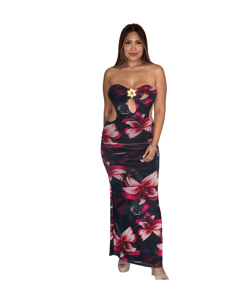 Gloria Floral Tie Back Dress - Storah Fashionwear