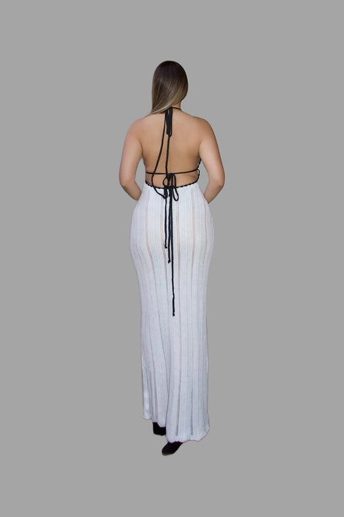 Halter neck backless knit dress - Storah Fashionwear