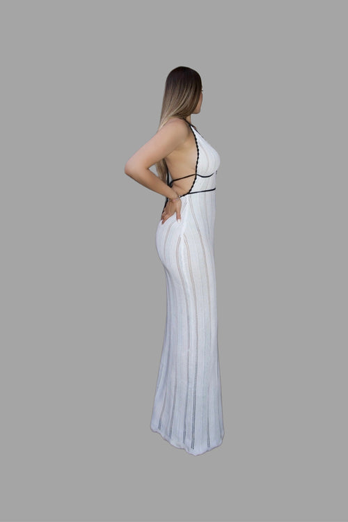 Halter neck backless knit dress - Storah Fashionwear