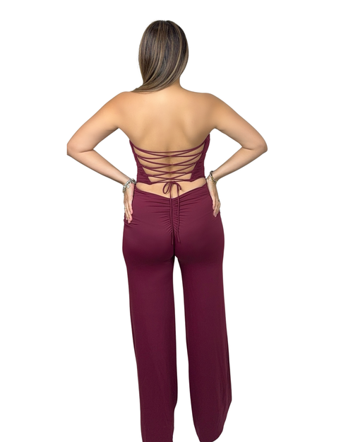 Strapless Pointed Corset Jumpsuit