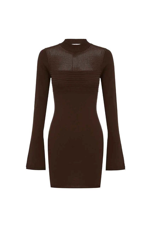 Luxe Knit Chocolate Mini Dress - Storah Fashionwear