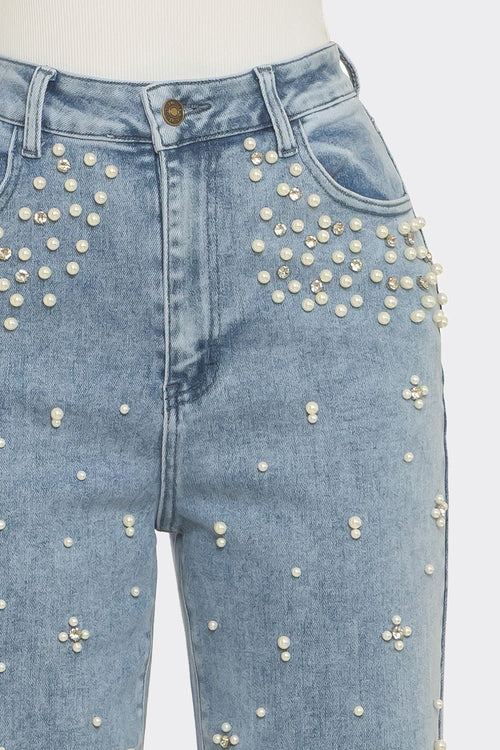 Pearl Wide Leg Denim Jeans - Storah Fashionwear