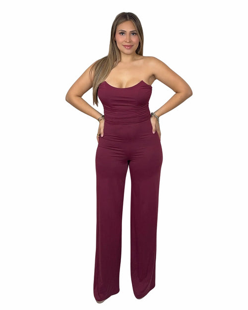 Strapless Pointed Corset Jumpsuit - Storah Fashionwear