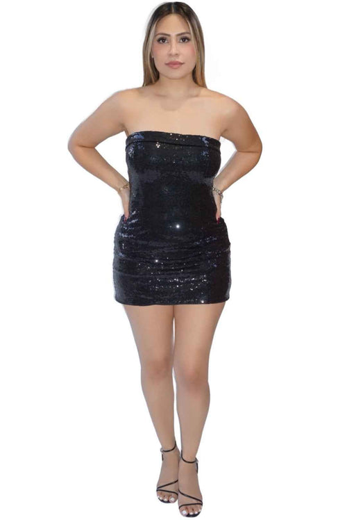 Strapless Sequins Tube Dress - Storah Fashionwear