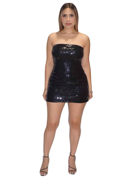 Strapless Sequins Tube Dress - Storah Fashionwear