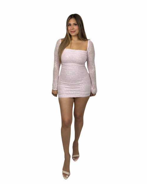 Valentina Sequin Pink Dress - Storah Fashionwear
