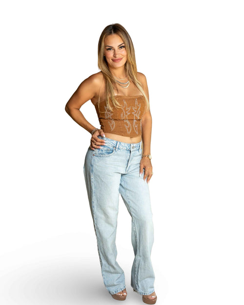 Washed Denim Corset Top - Storah Fashionwear