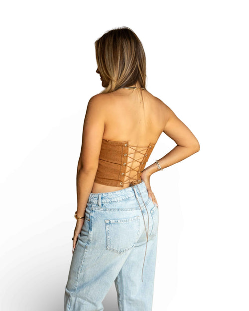 Washed Denim Corset Top - Storah Fashionwear